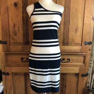 French Connection Striped Dress One Shoulder 12